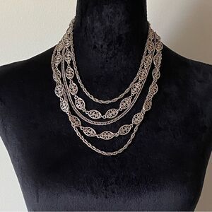 Layered Chain Scroll Necklace